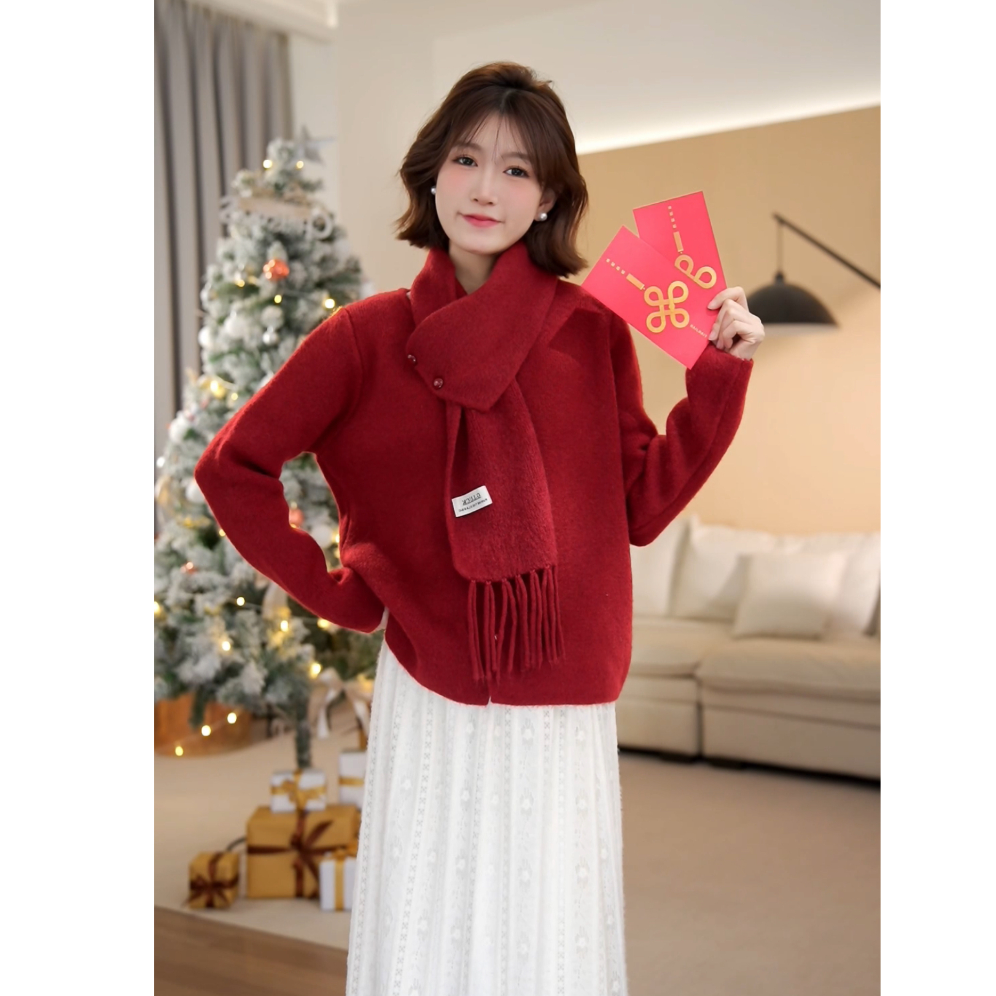 （现货）冬季新款针织宽松圆领百搭长袖毛衣-YJ0102