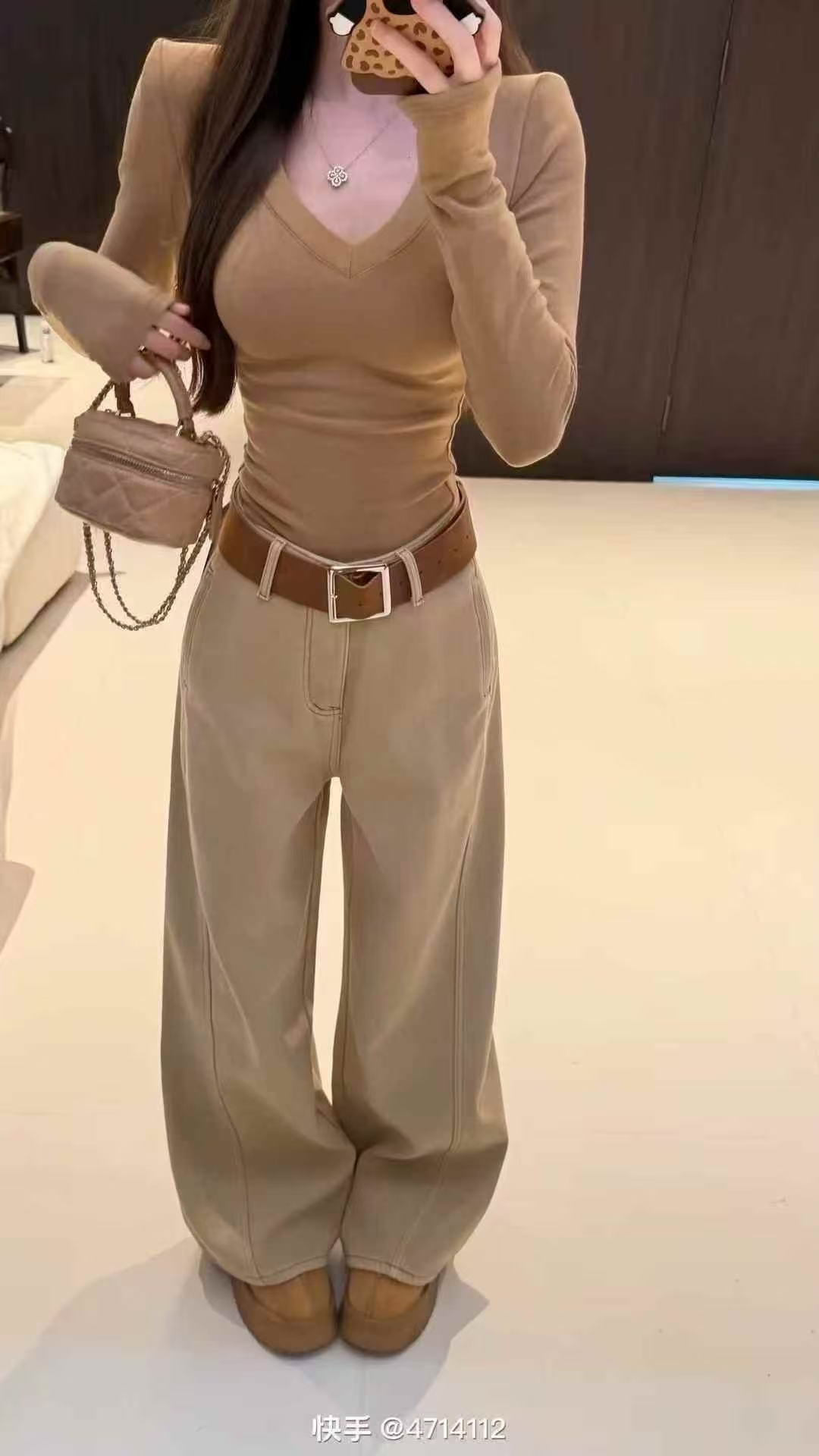 【XiaoMin】休闲牛仔裤做旧微弹加绒加厚款女高腰