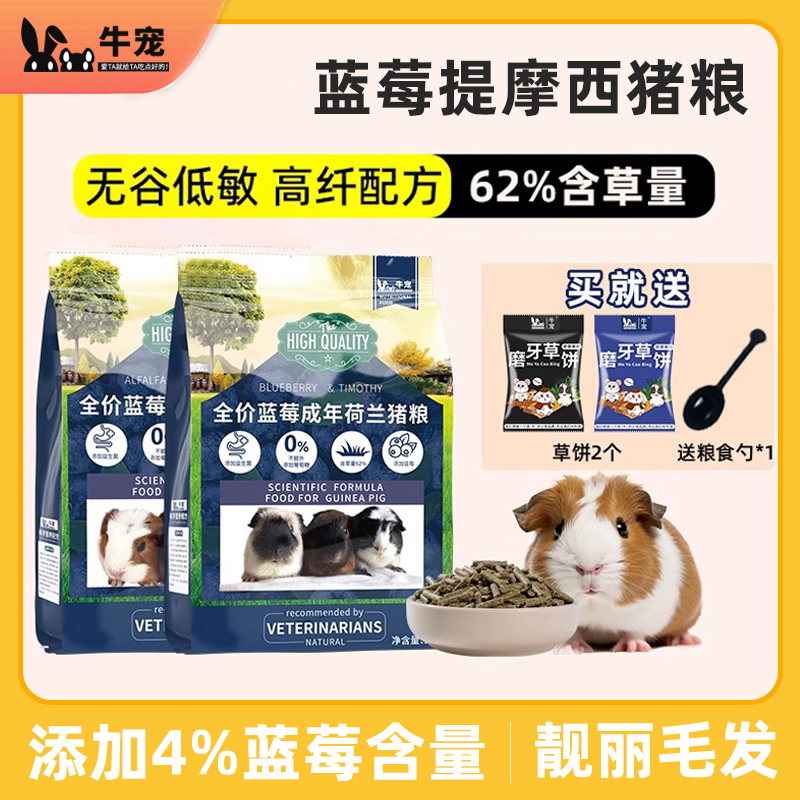 牛宠蓝莓提摩西草全价靓毛荷兰猪天竺鼠豚鼠专用荷兰猪饲料