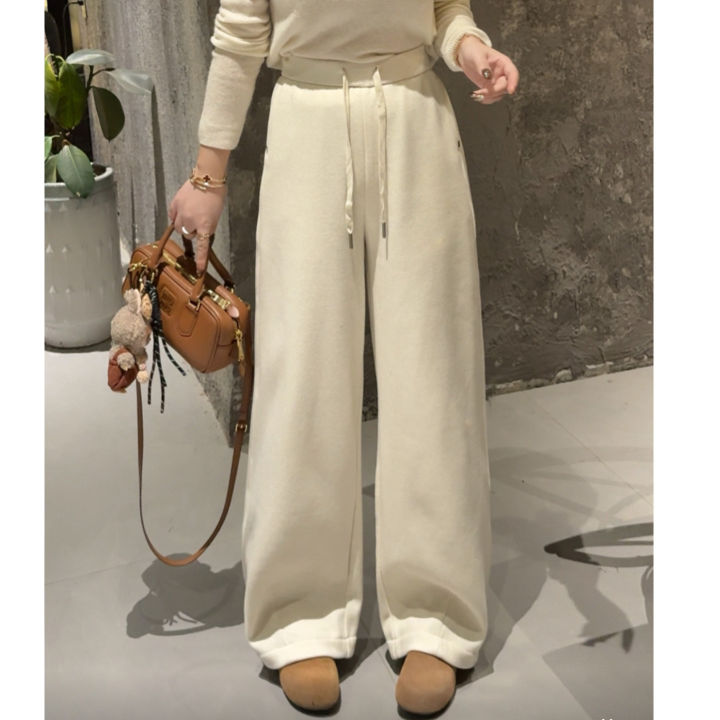 MY【宝藏神裤】冬季新款松紧腰休闲直筒宽松显瘦百搭加绒加厚阔腿裤