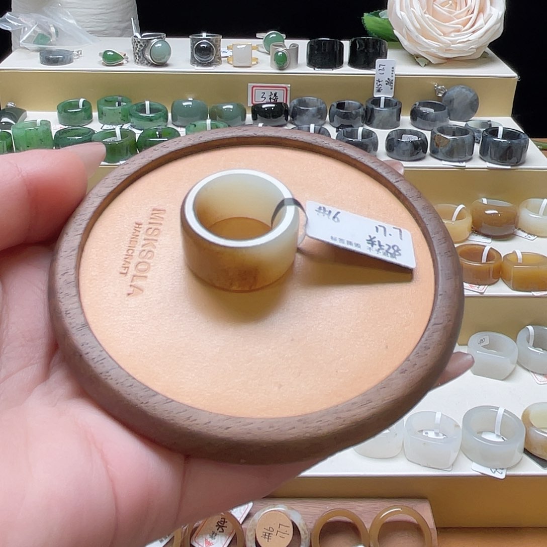 和田玉戒指未镶嵌港码16-内径17.7