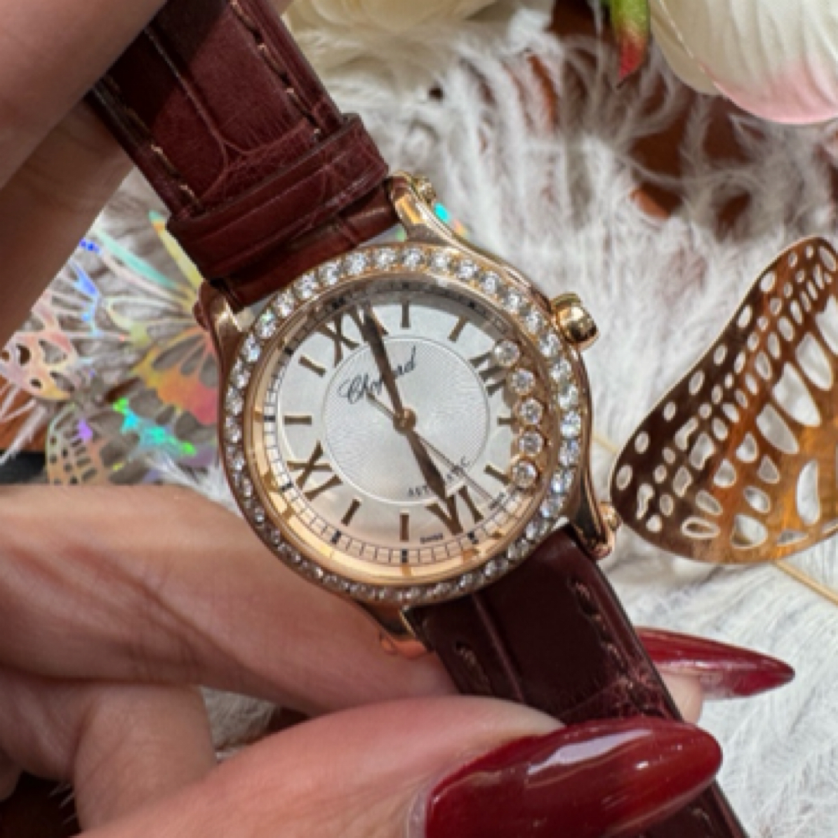 99新 Chopard/萧邦 全金快乐五钻/274893-5012/表径30mm/单