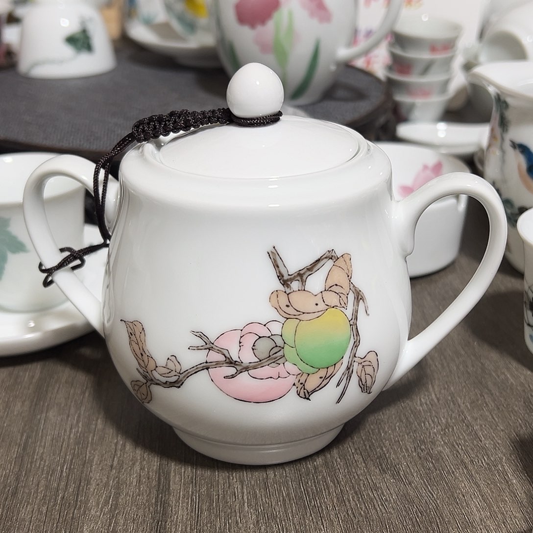 醴陵高温瓷老厂瓷微瑕手绘糖罐，全品