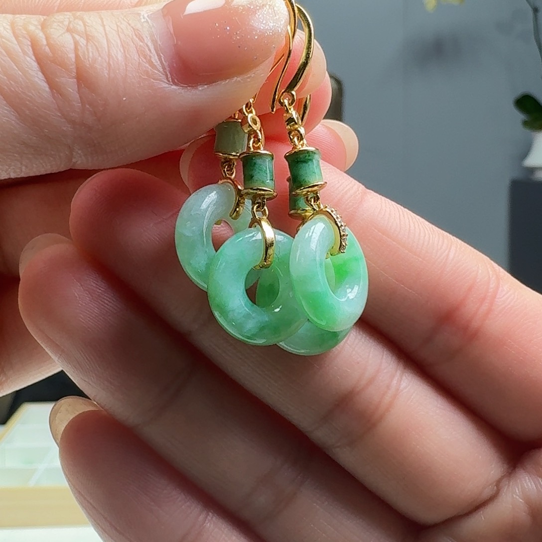 翡翠耳饰银S925镶嵌多样性发货其一