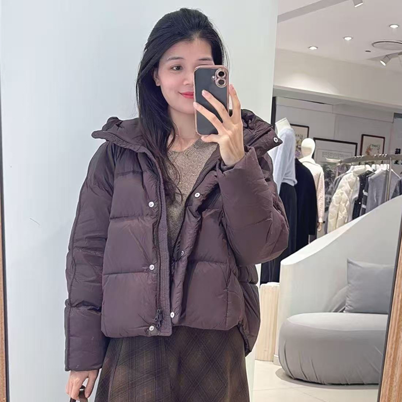 商场同款2025冬季新款连帽短款羽绒服时尚百搭面包服女0572