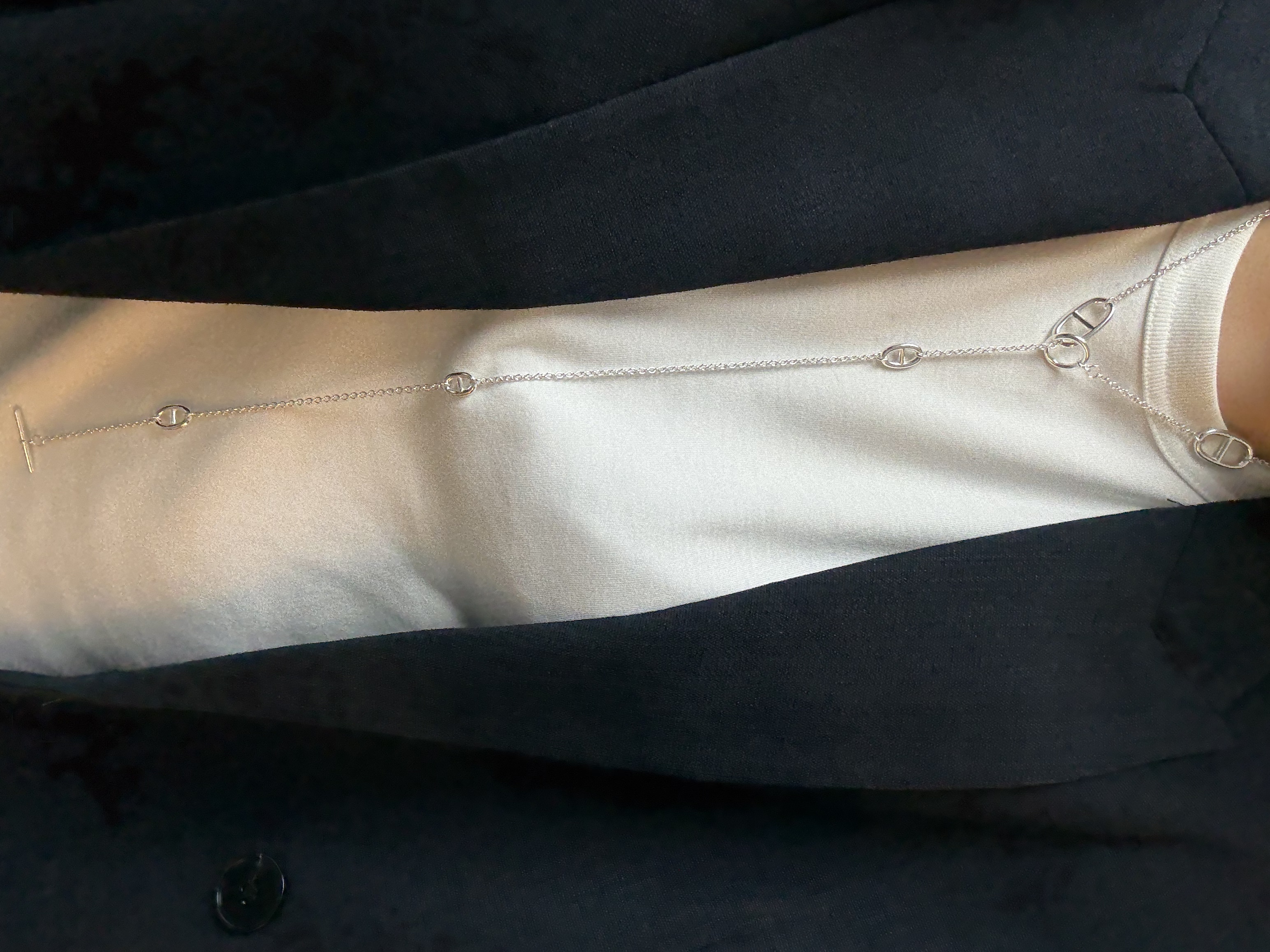 坠链均925银 X2280  简韩长款OT扣猪鼻项链80CM