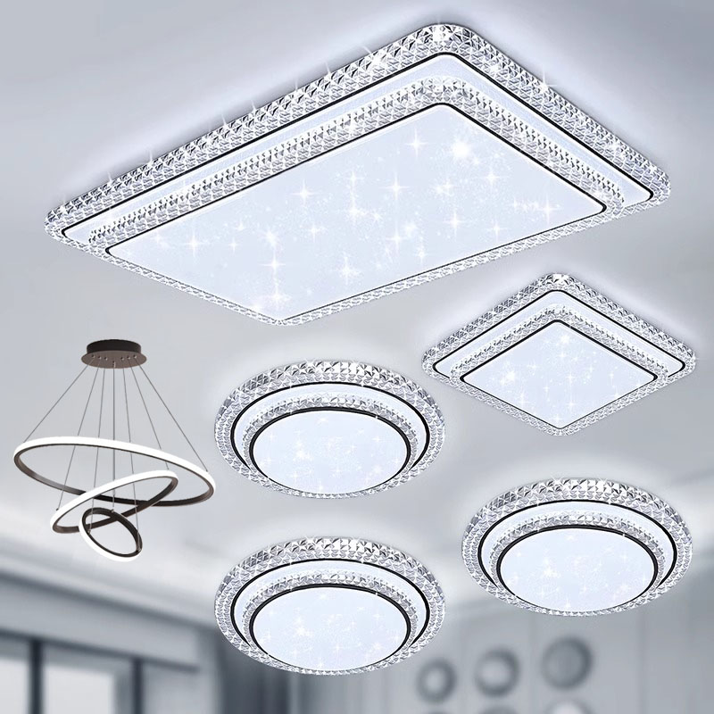 客厅灯2025年新款现代简约大气仿水晶吸顶灯卧室灯具组合全屋套餐