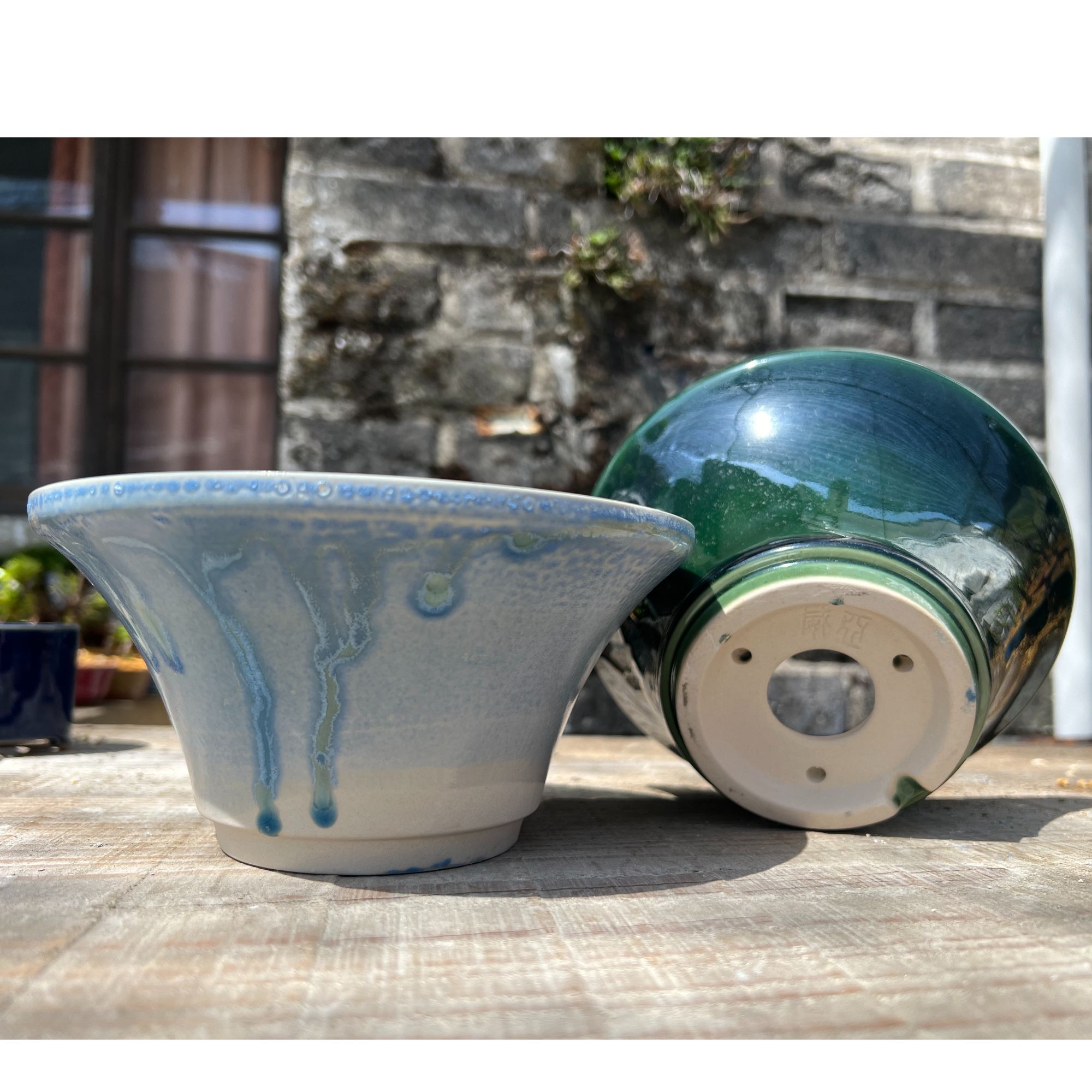 17号-文人斗笠釉盆 外径16.7*16.7*8.8 高温窑变盆景花盆