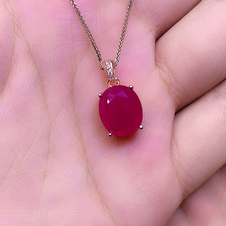 红宝石颈饰银S925镶嵌