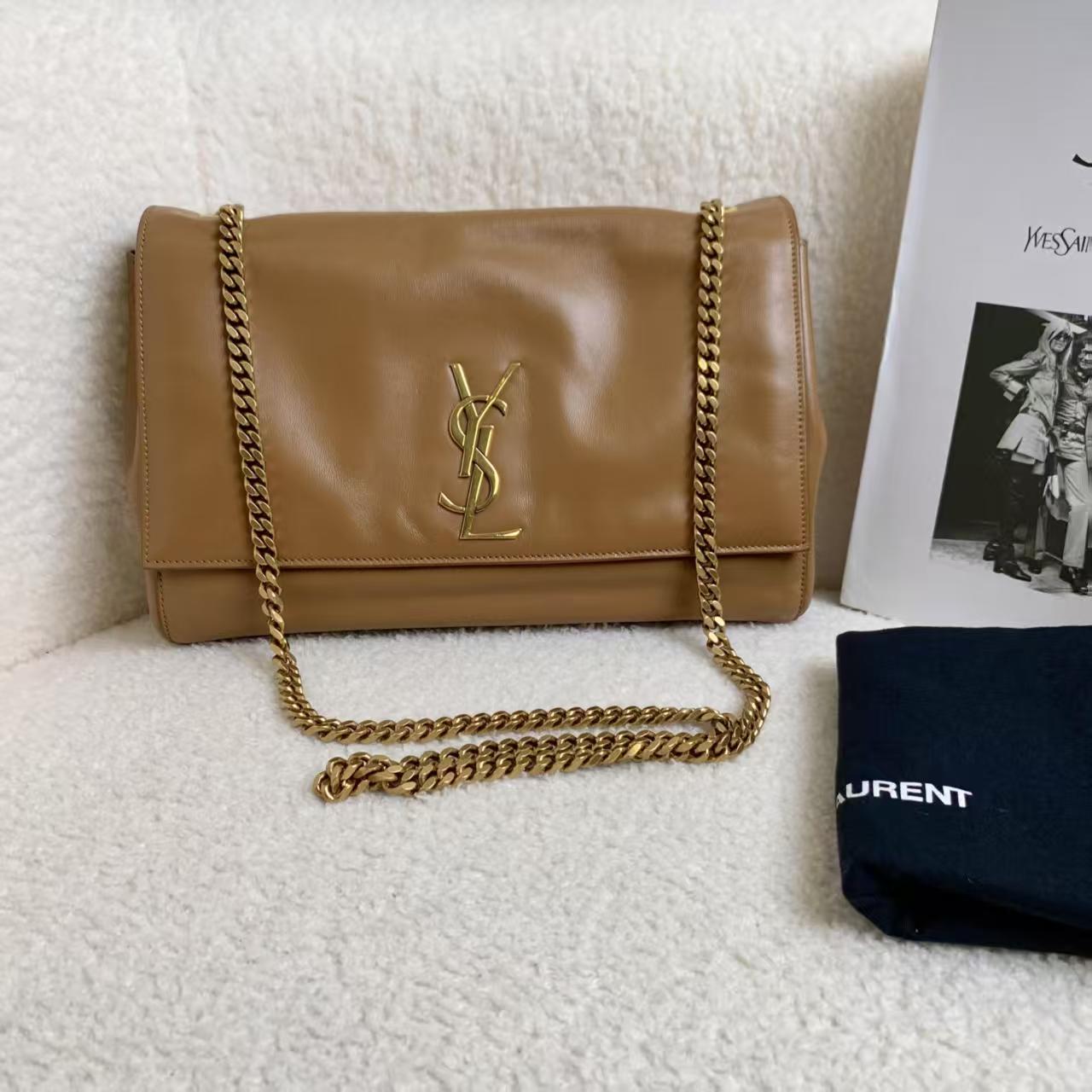 99新 YSL/圣罗兰 壹臻/棕色双面kate中号包48222043/12期免息