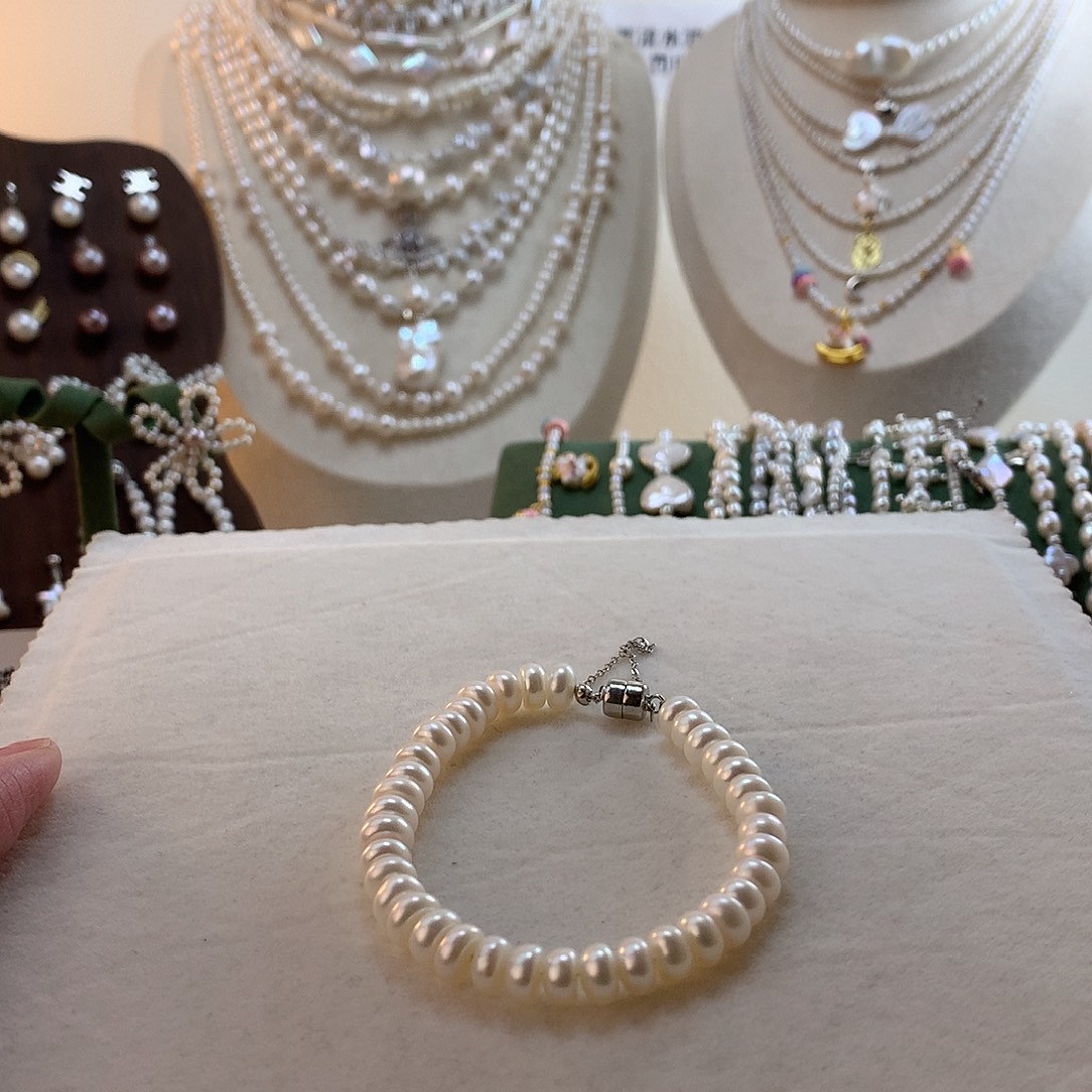 银S925镶嵌淡水珍珠手绳