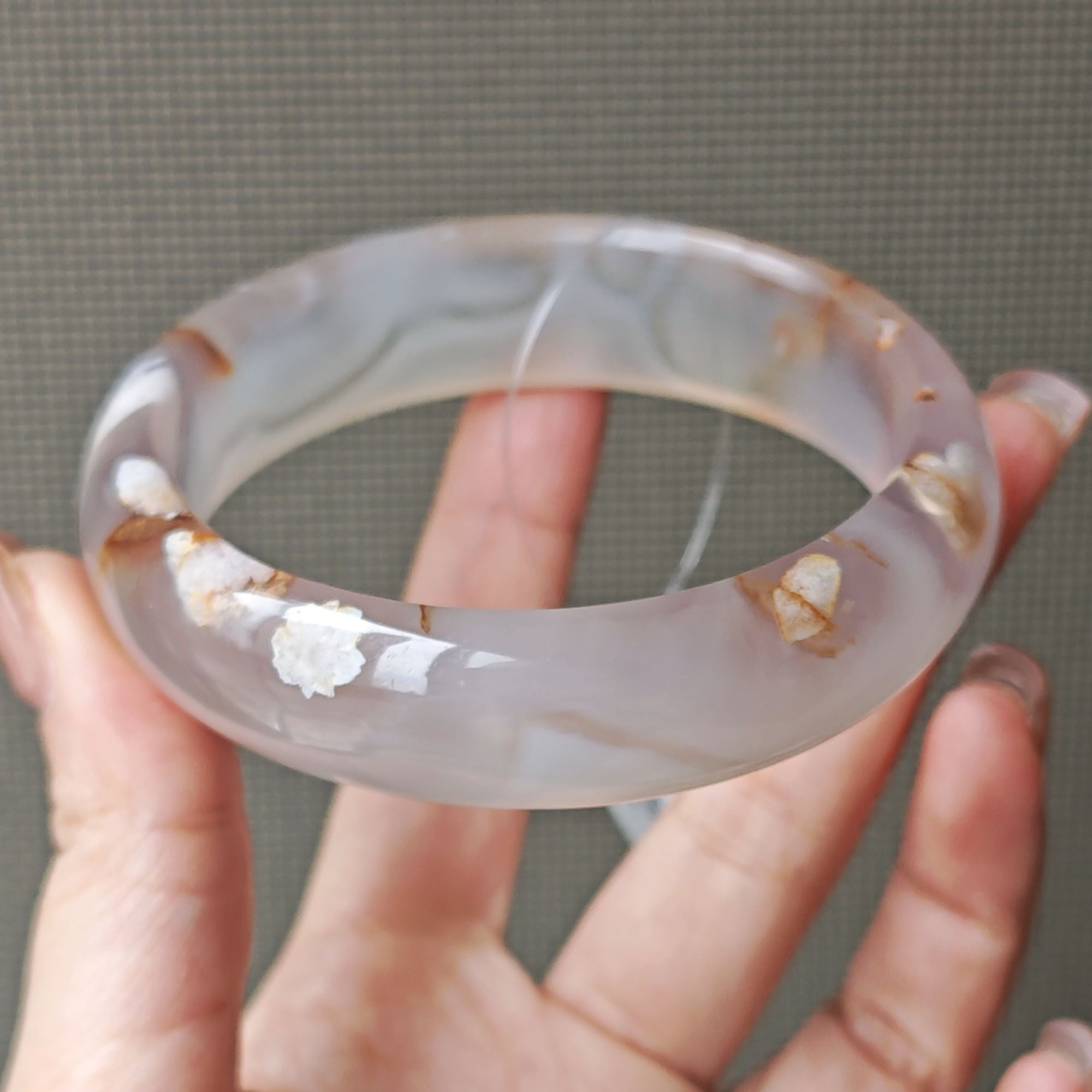 61-62圈口【联系客服有优惠】天然樱花玛瑙玉石水晶手镯手串小件ee