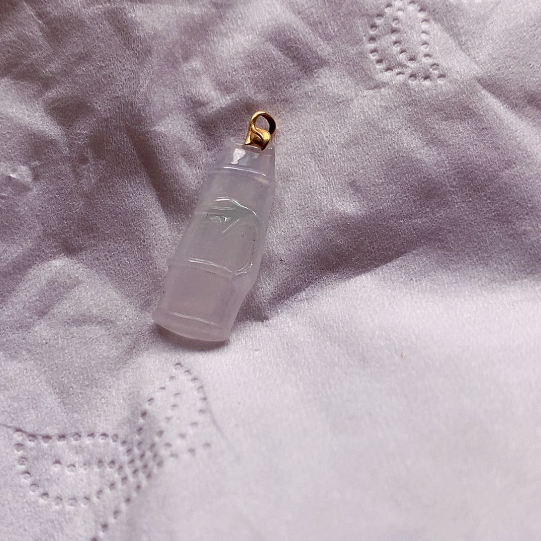 翡翠吊坠(不含链)18K金镶嵌竹节