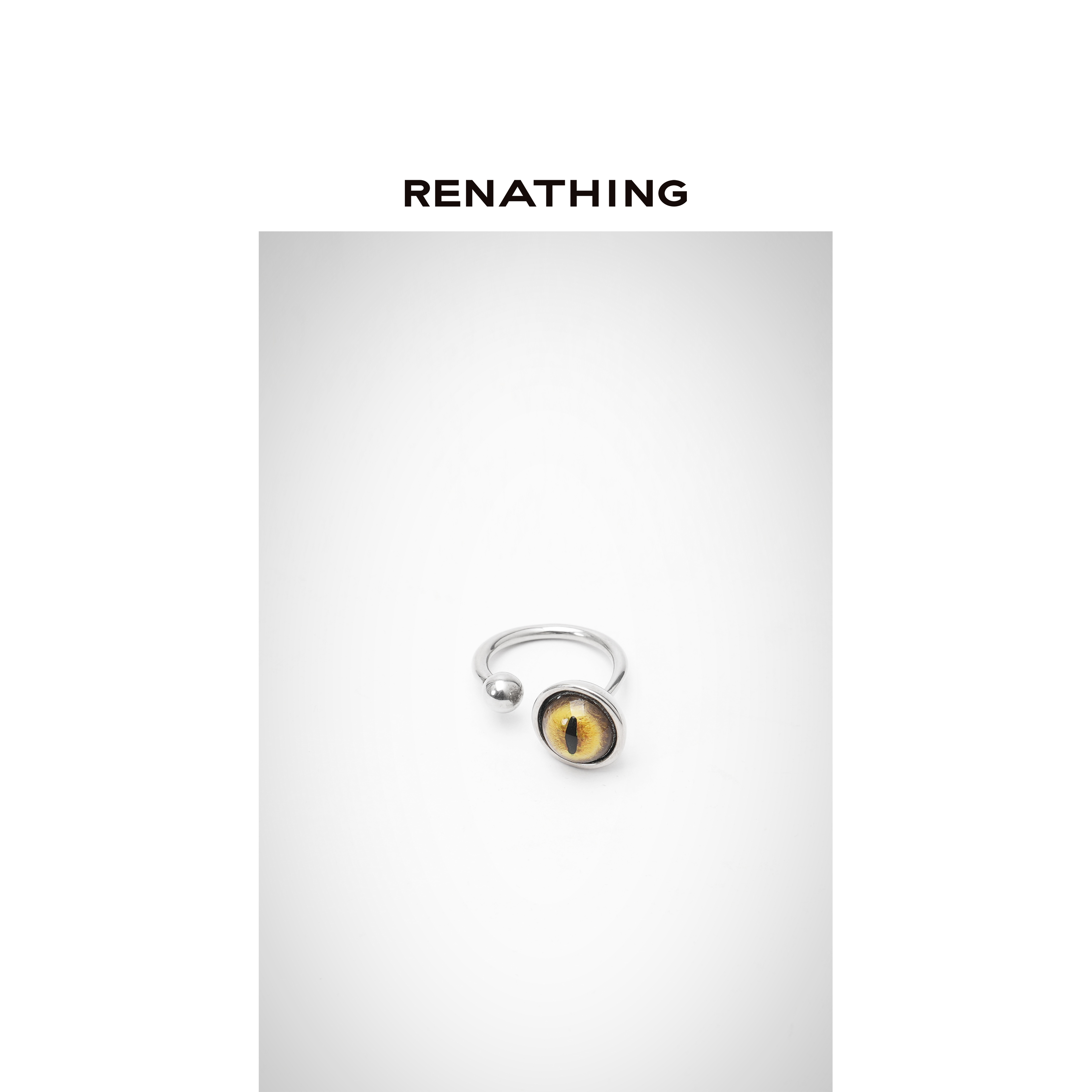 合金戒指 【RENATHING】几何开口式猫眼晕染戒指