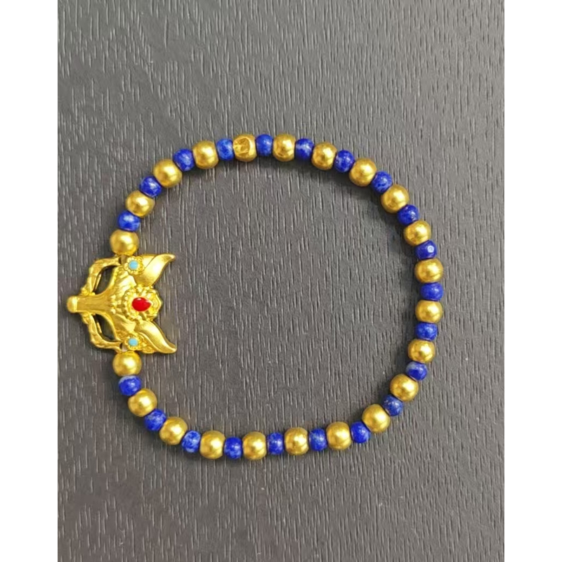 足金999狐狸金珠手串