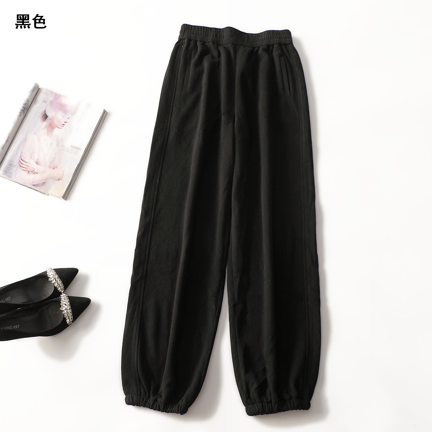 412600冬长款休闲裤外穿黑色秋冬