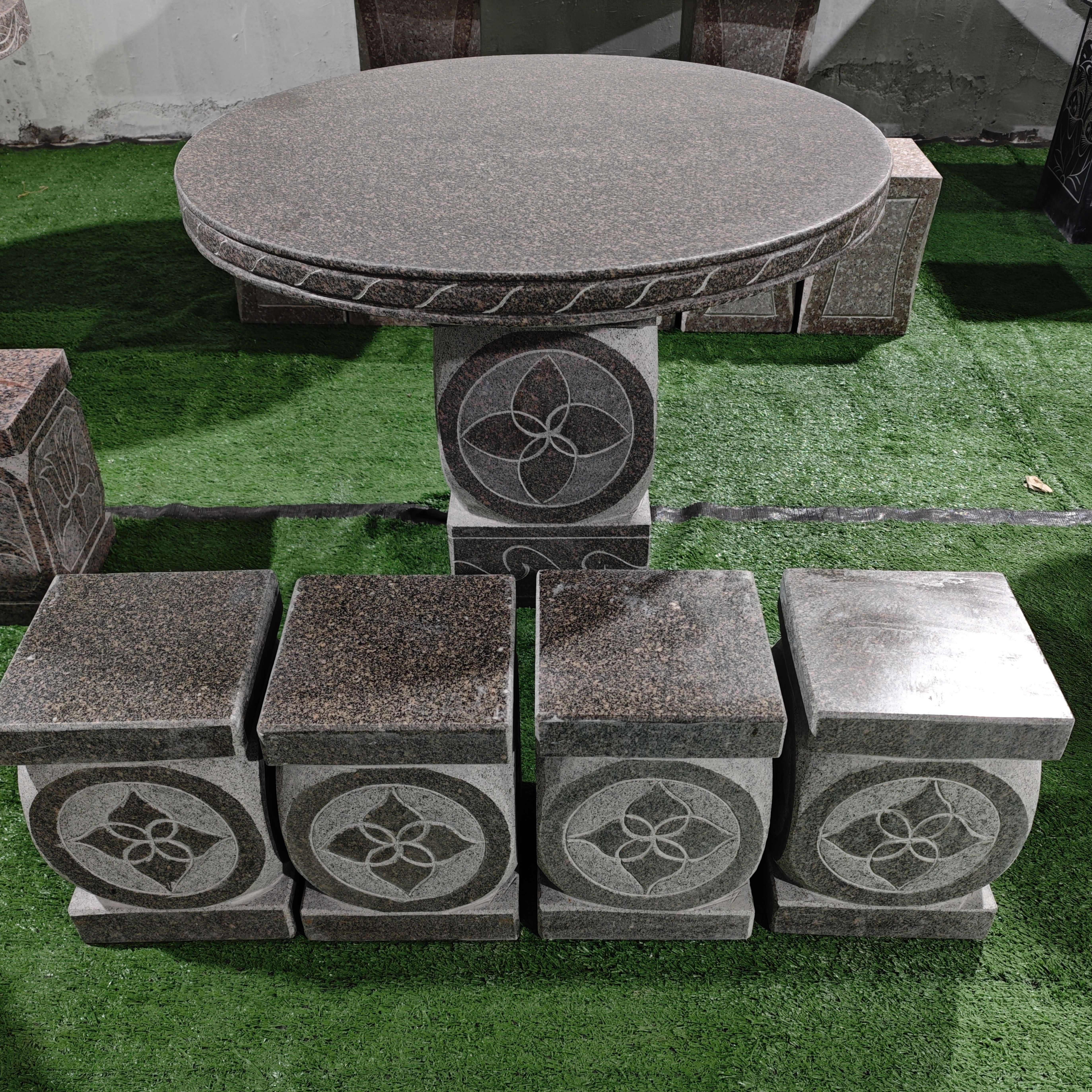 【到县城、市区物流站自提】天然花岗岩圆桌户外休闲简约新中式