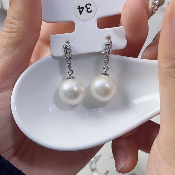 耳饰淡水珍珠银S925镶嵌12➕