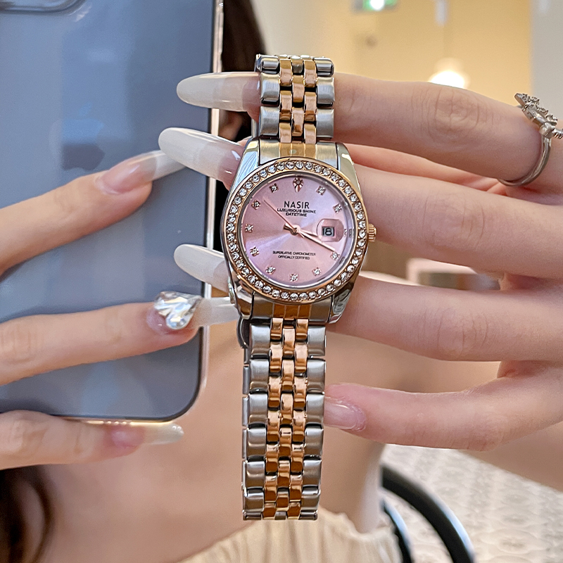 NASIR真钻钢带轻奢时尚女士石英手表-672