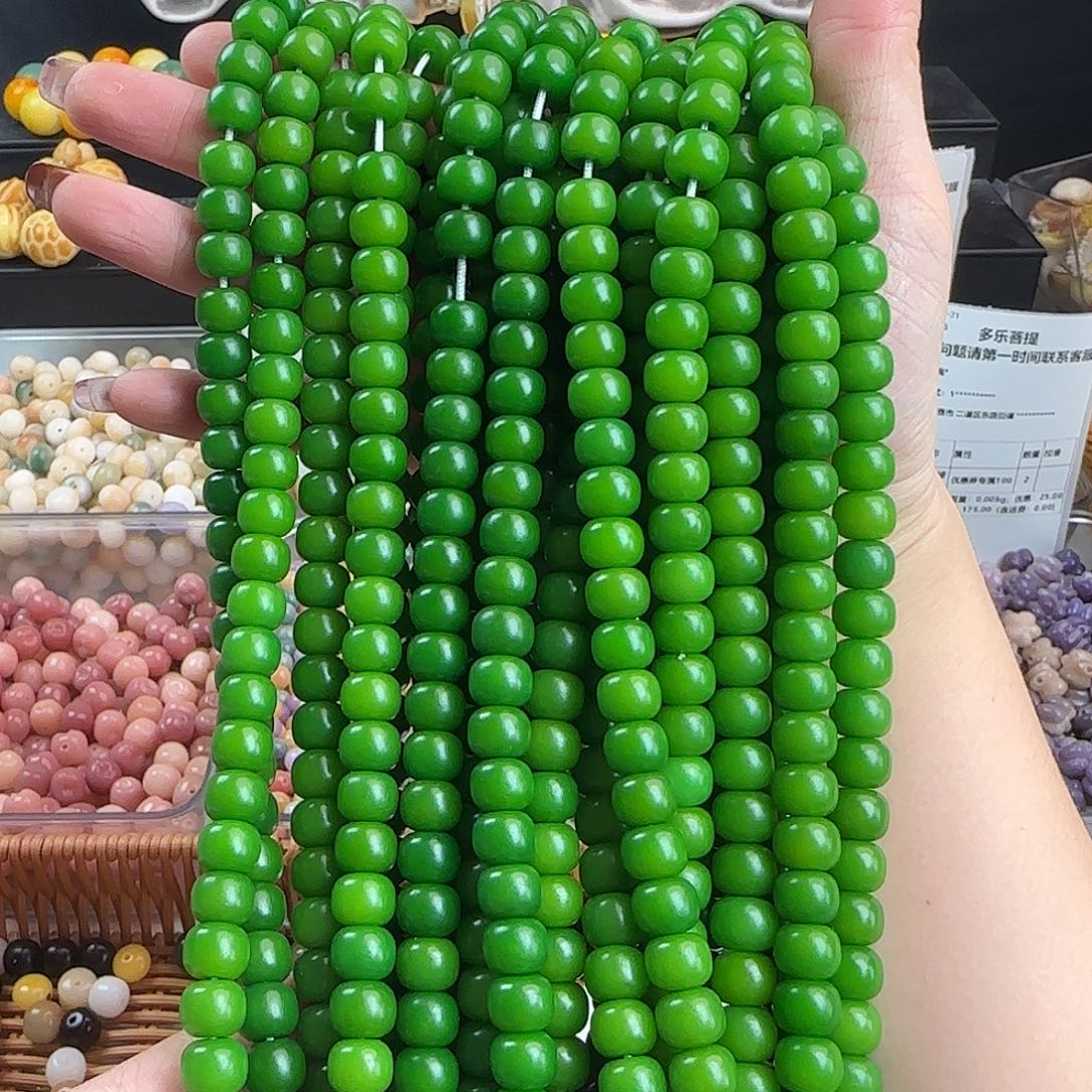 菩提根/象牙果手串卡10青草绿桶100+14备珠