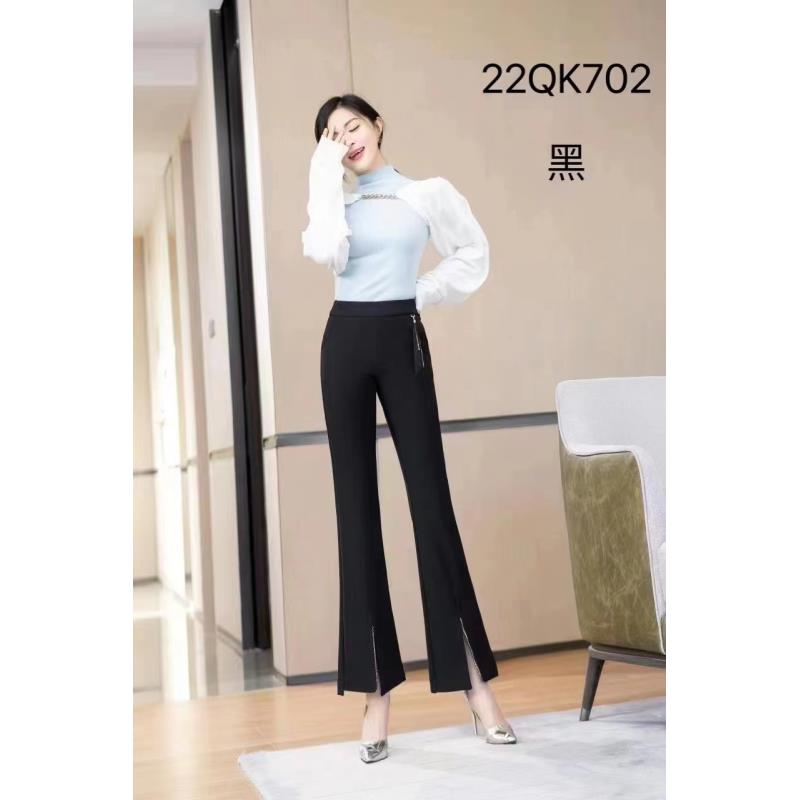 【H702】新款春夏开叉微喇裤黑色裤子垂感高腰显瘦喇叭裤