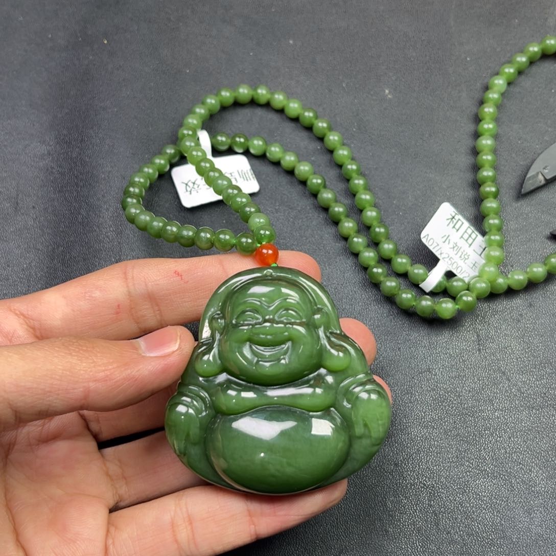 和田玉颈饰未镶嵌多样性俄罗斯碧玉佛公带猫眼链子