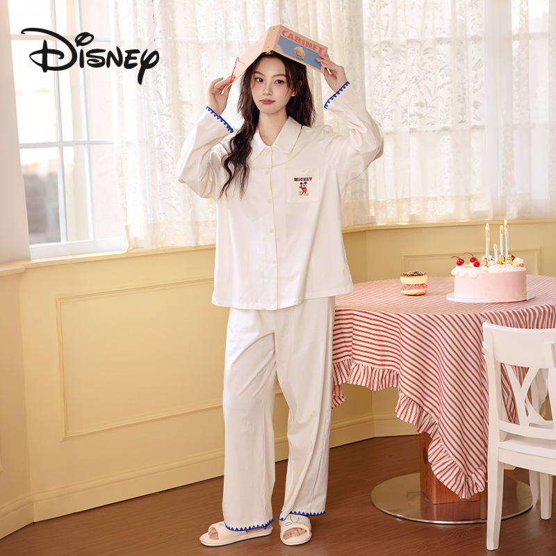 Disney/迪士尼纯棉四季可外出透气长袖简约春夏新款家居服套装