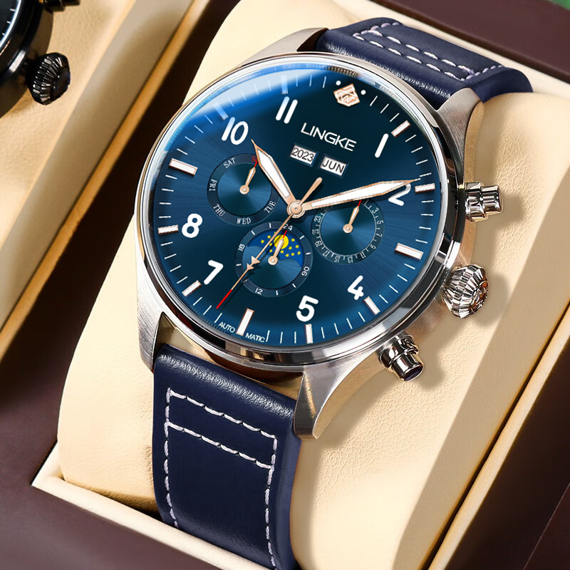 男士多功能机械手表皮带飞行风格防水高端腕表