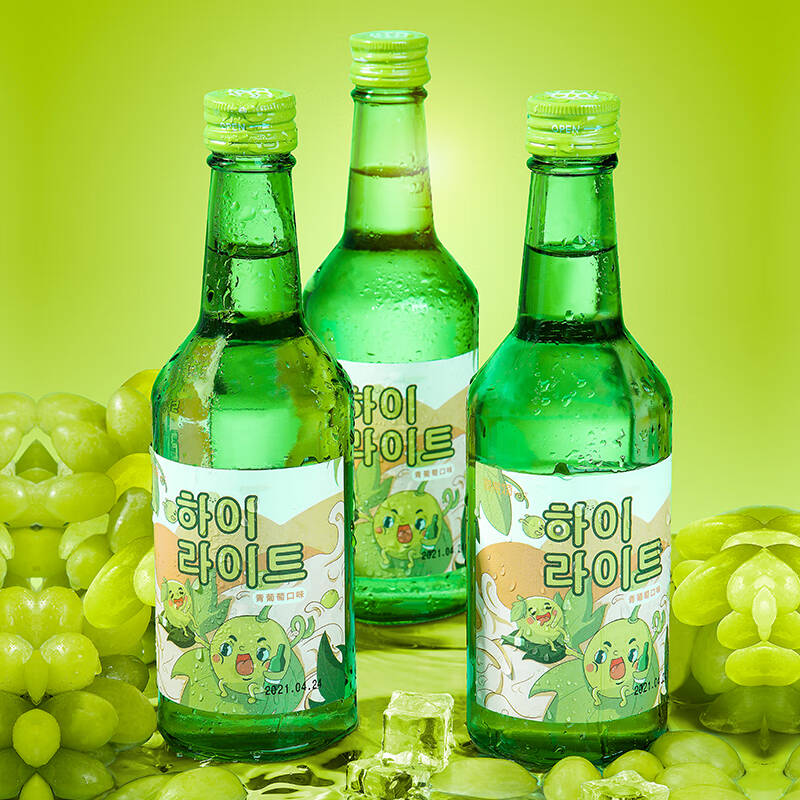 海莱特韩国竹炭酒12度360ml青葡萄味清利口酒低度预调果酒清酒