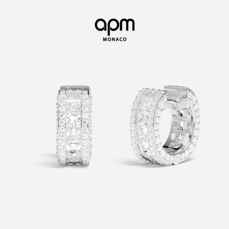 APM Monaco迷你密镶圈形耳环精致小巧饰品小众送女友耳饰高级感
