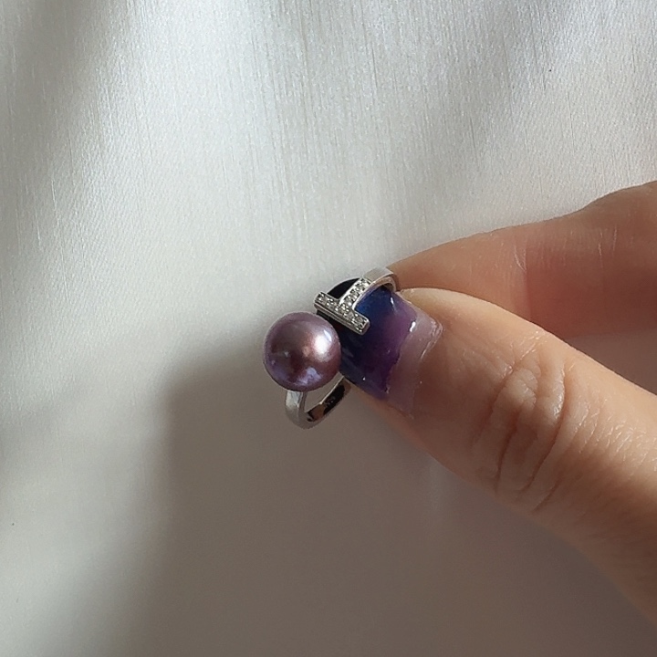 美***鹏银S925镶嵌淡水珍珠戒指T家同款戒指