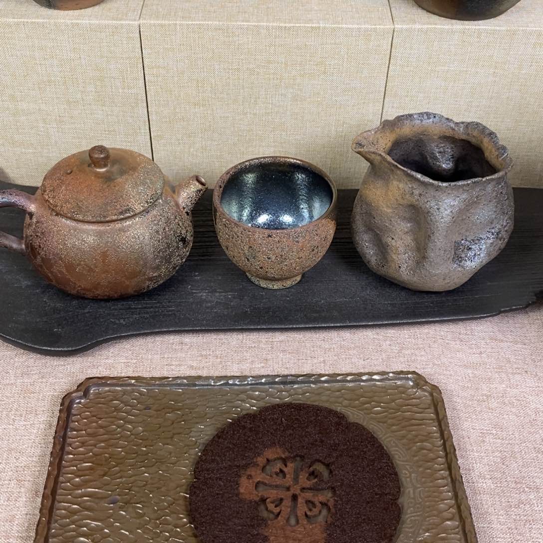 昆***车建水紫陶柴烧茶壶套装，一壶，一杯，一公道杯