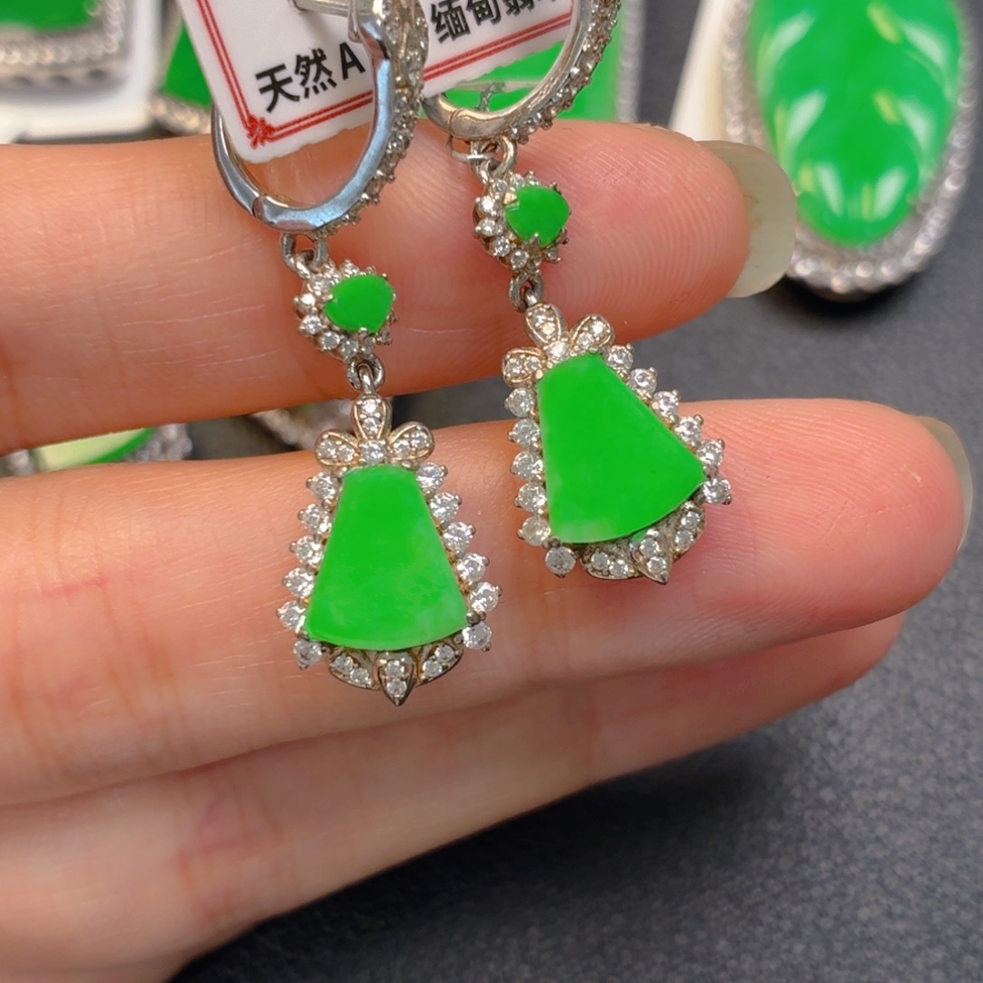 翡翠银S925镶嵌吊坠(不含链)耳坠