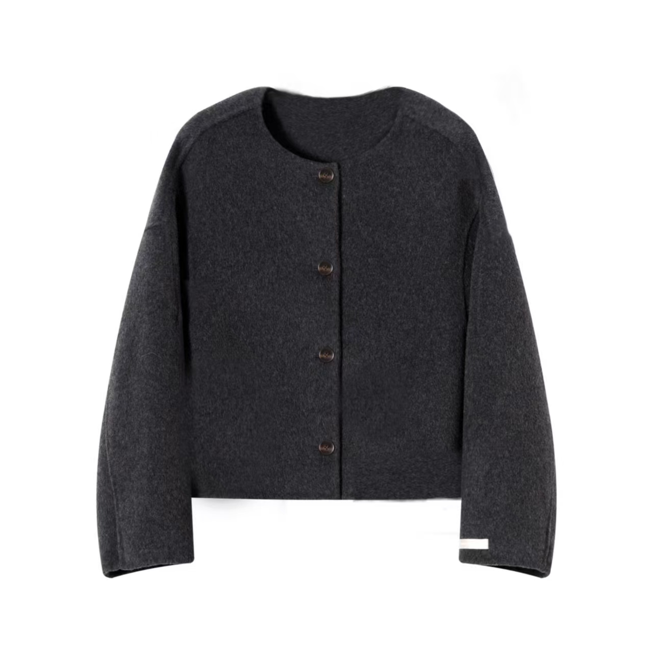 气质高级感时尚圆领小香风短款双面绵羊毛长毛大衣外套百搭款8289