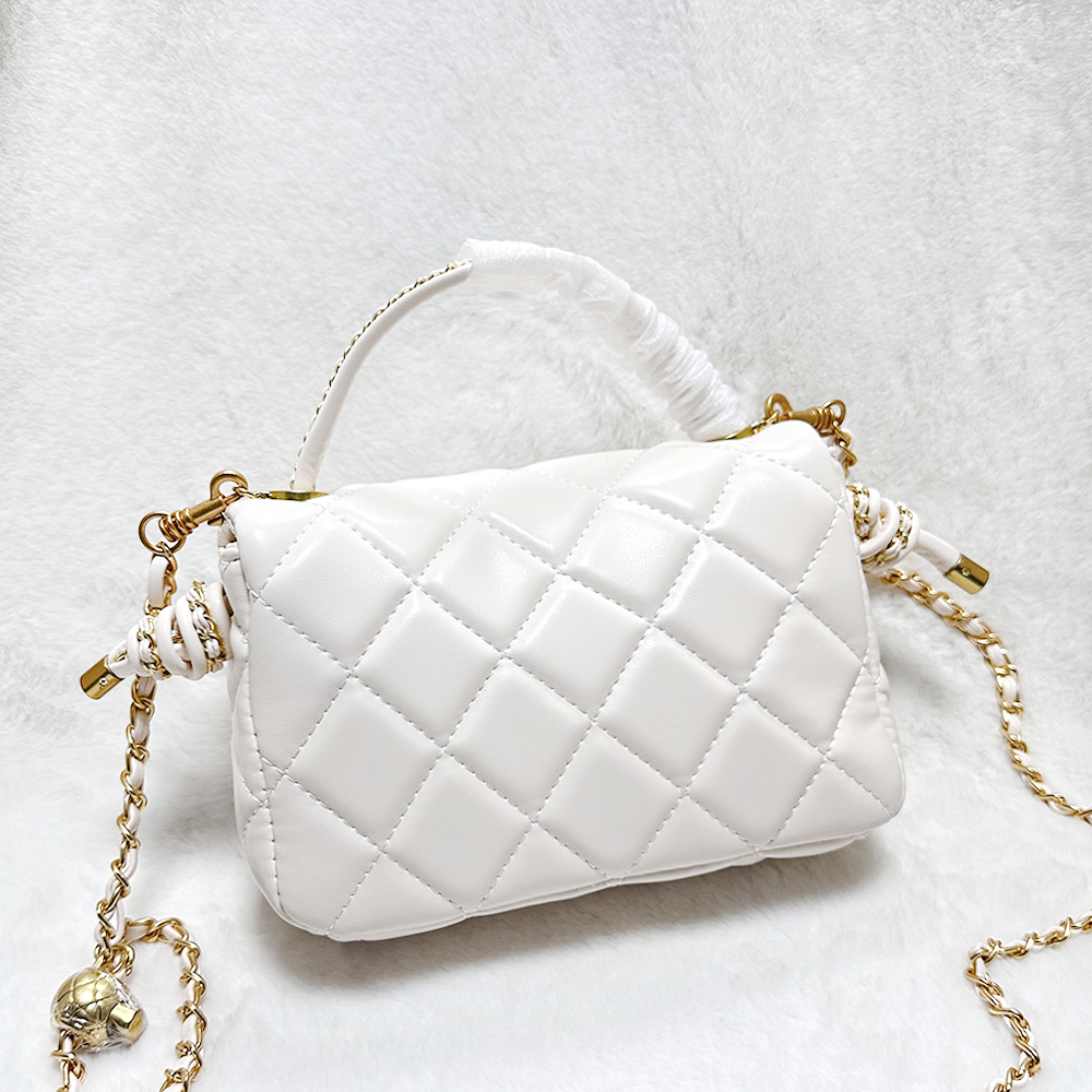 CHENG FENG 2025新款菱格绣线扭结单肩小方包29916奶白色（配礼盒）