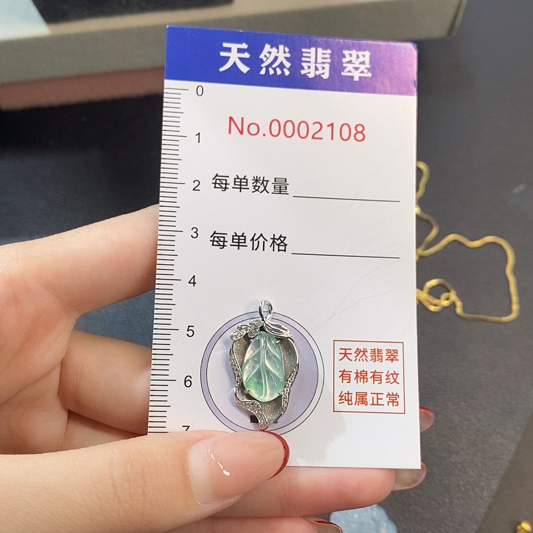 辉***仔翡翠18K金镶嵌颈饰