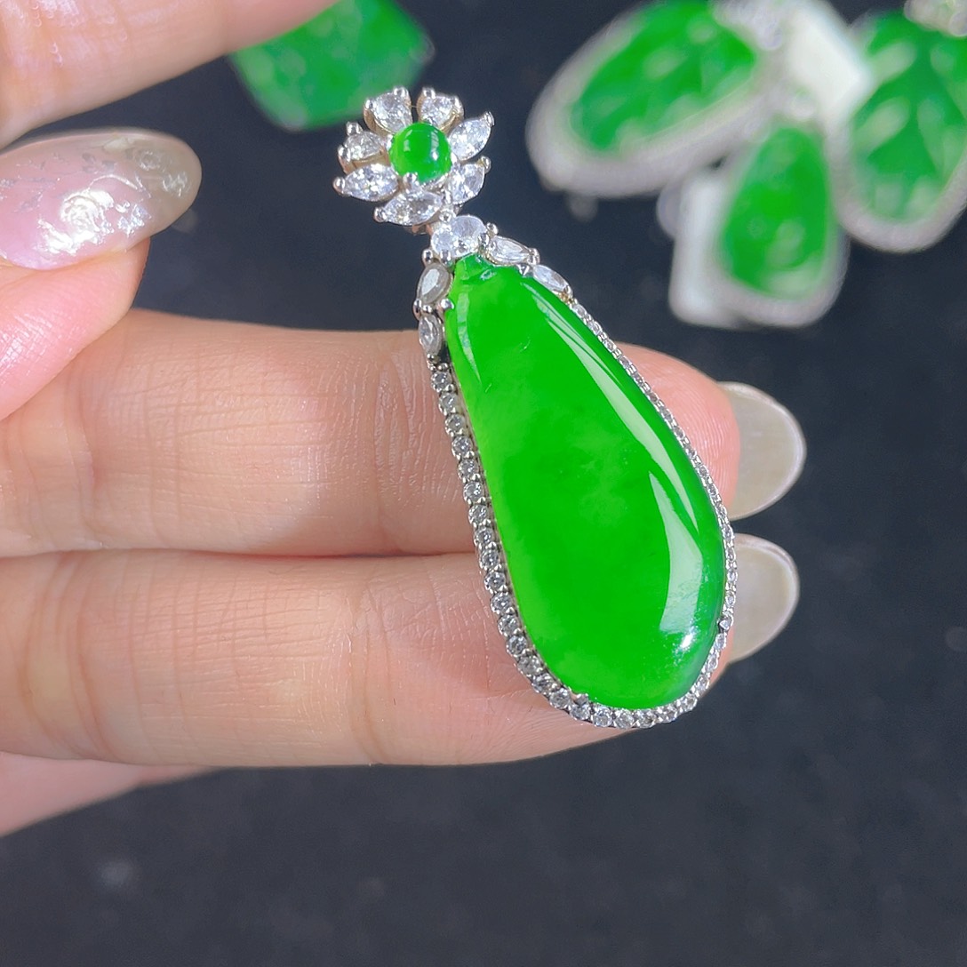 翡翠吊坠(不含链)银S925镶嵌