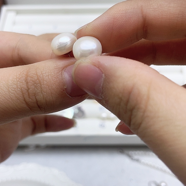 淡水珍珠耳饰银S925镶嵌饶*华