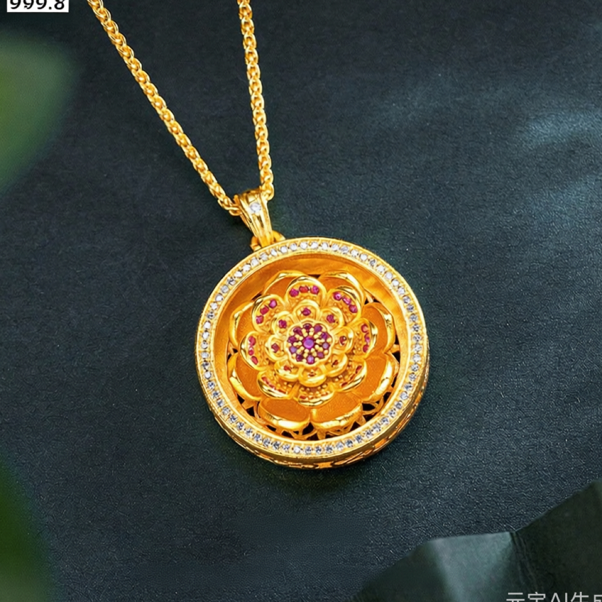 铜合金珐琅吊坠 铜合金珐琅莲花罗盘