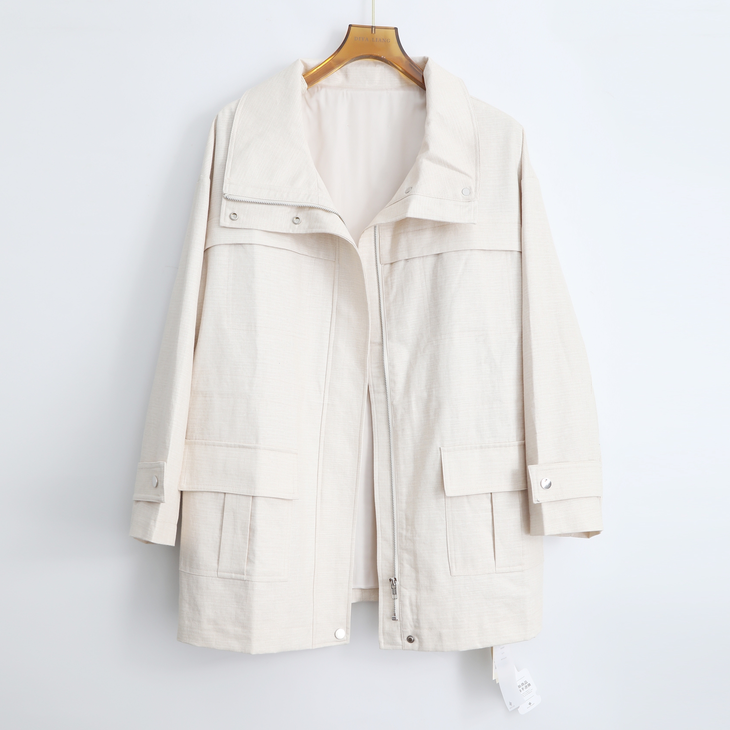 翻领女常规款防水猎装外套气质百搭宽松春季秋季L24AWXWT1131