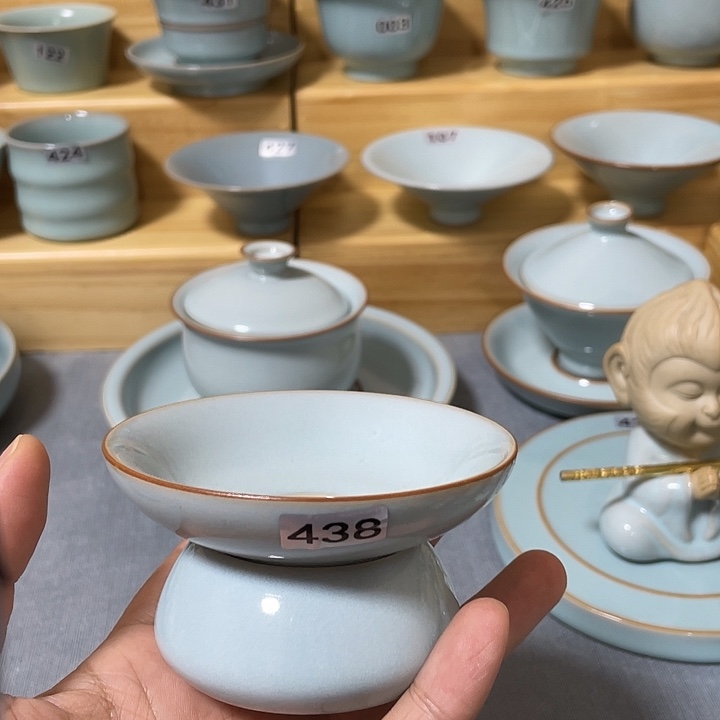 陶瓷杯子天青描金茶漏