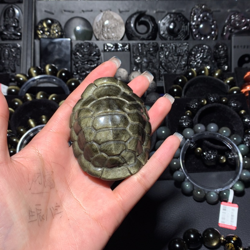 【闪购商品】未镶嵌黑曜岩珠宝奇石巨****圈打孔手把绳不退换