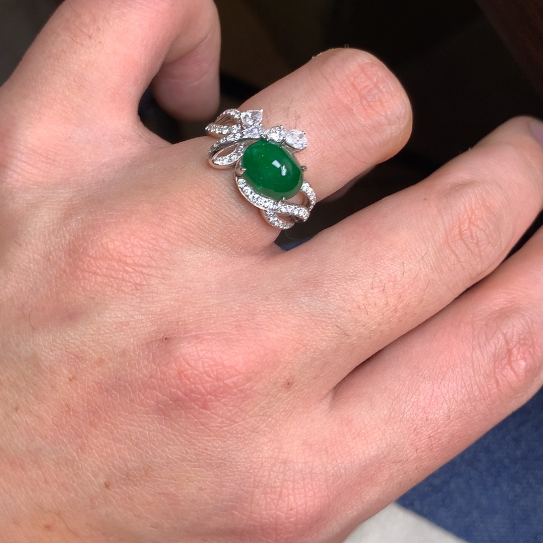 祖母绿14K金镶嵌戒指Swat祖母绿3.05ct