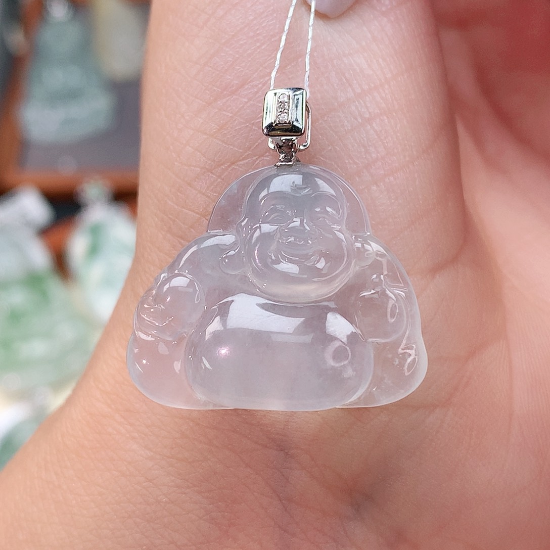 颈饰18K金镶嵌翡翠佛公