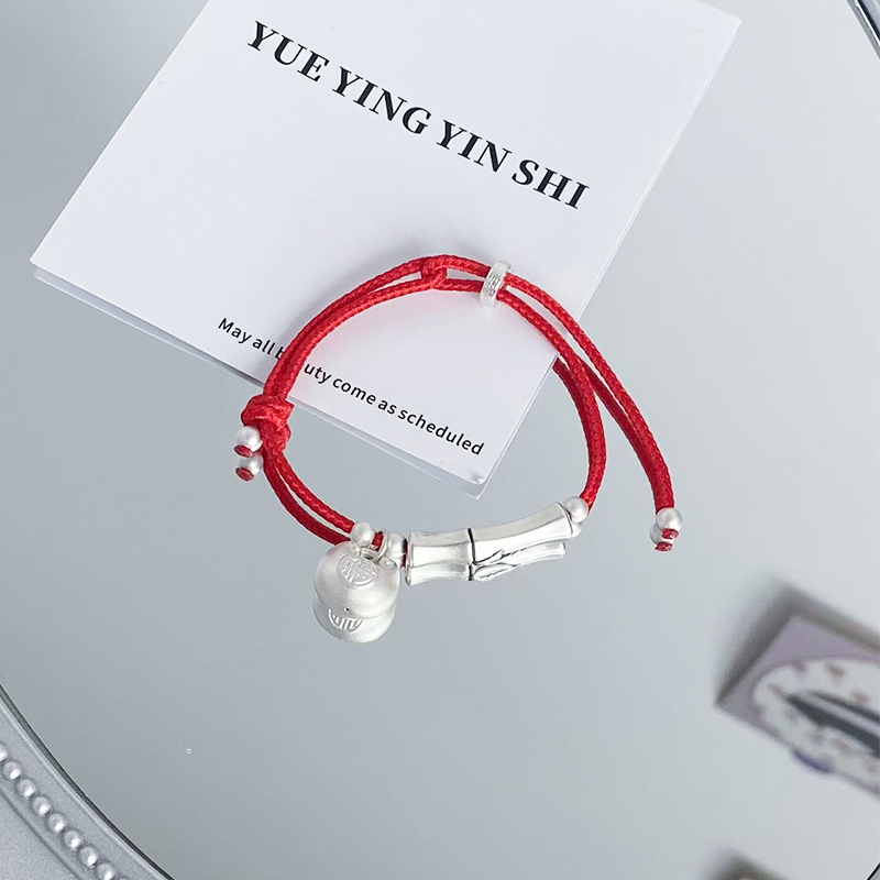 足银手链 YUEYING•足银999  竹节胖福手绳手工时尚编织