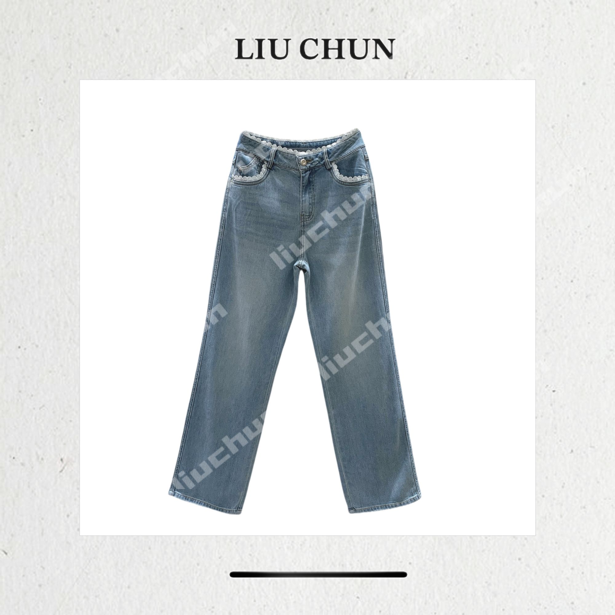 【波浪蕾丝】CHUN家夏款牛仔裤