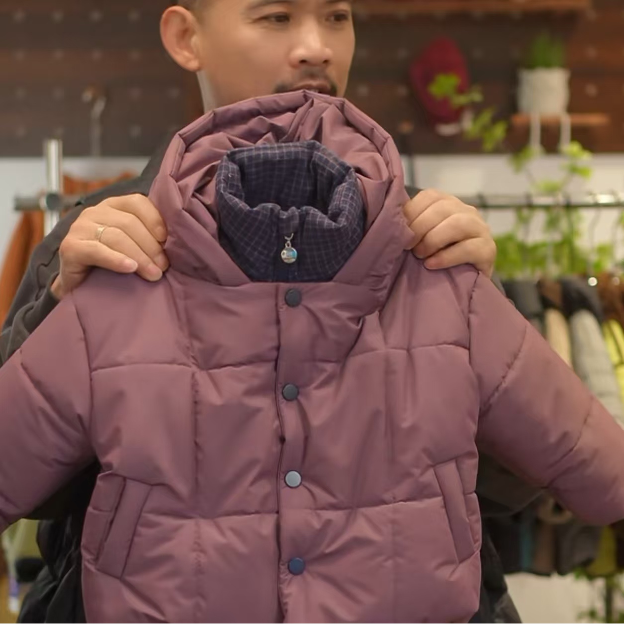 儿童冬季韩版拼接格子加棉加厚连帽棉服H1883