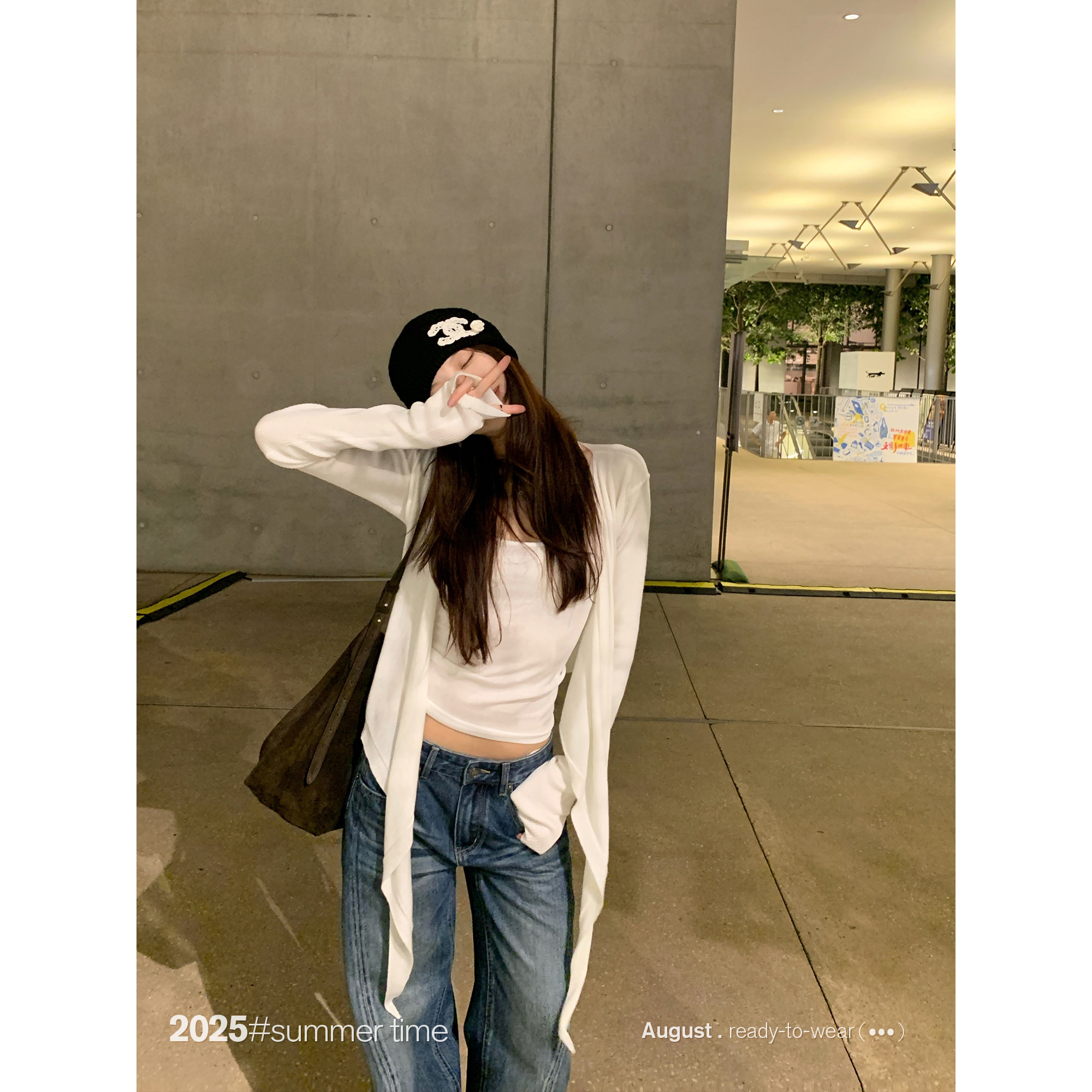 SUNONEONE 羊毛拼接针织开衫女早秋季修身长袖百搭上衣外套H1329M