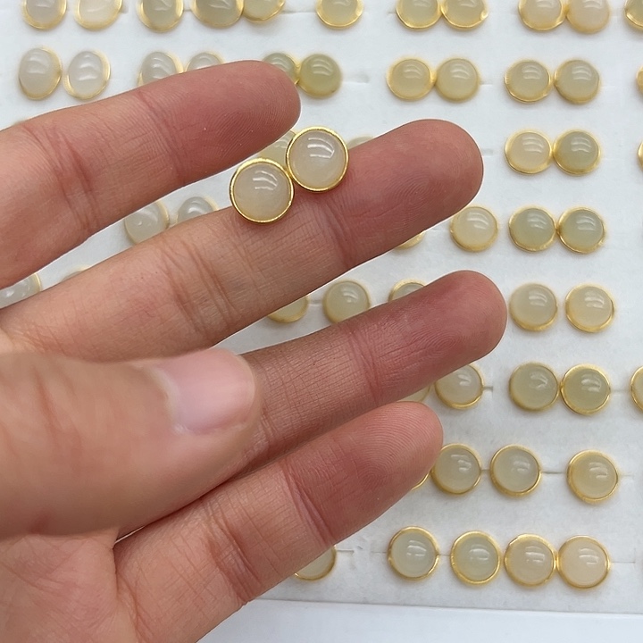 和田玉银S925镶嵌耳饰