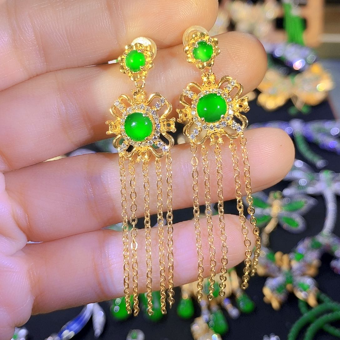 吊坠(不含链)银S925镶嵌翡翠